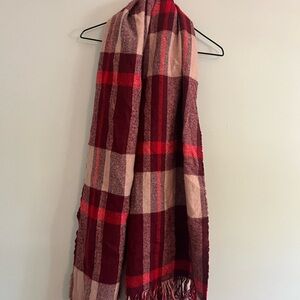Plaid Scarf in Red and Beige/Pink